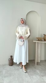 Mono Kürklü Hırka - Krem - Görsel 7