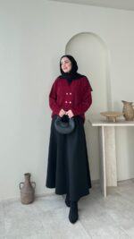 Besa Angora Hırka - Bordo