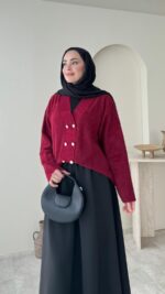 Besa Angora Hırka - Bordo - Görsel 2