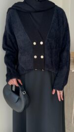 Besa Angora Hırka - Siyah - Görsel 6