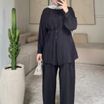 Kemerli Krinkıl Takım - Siyah