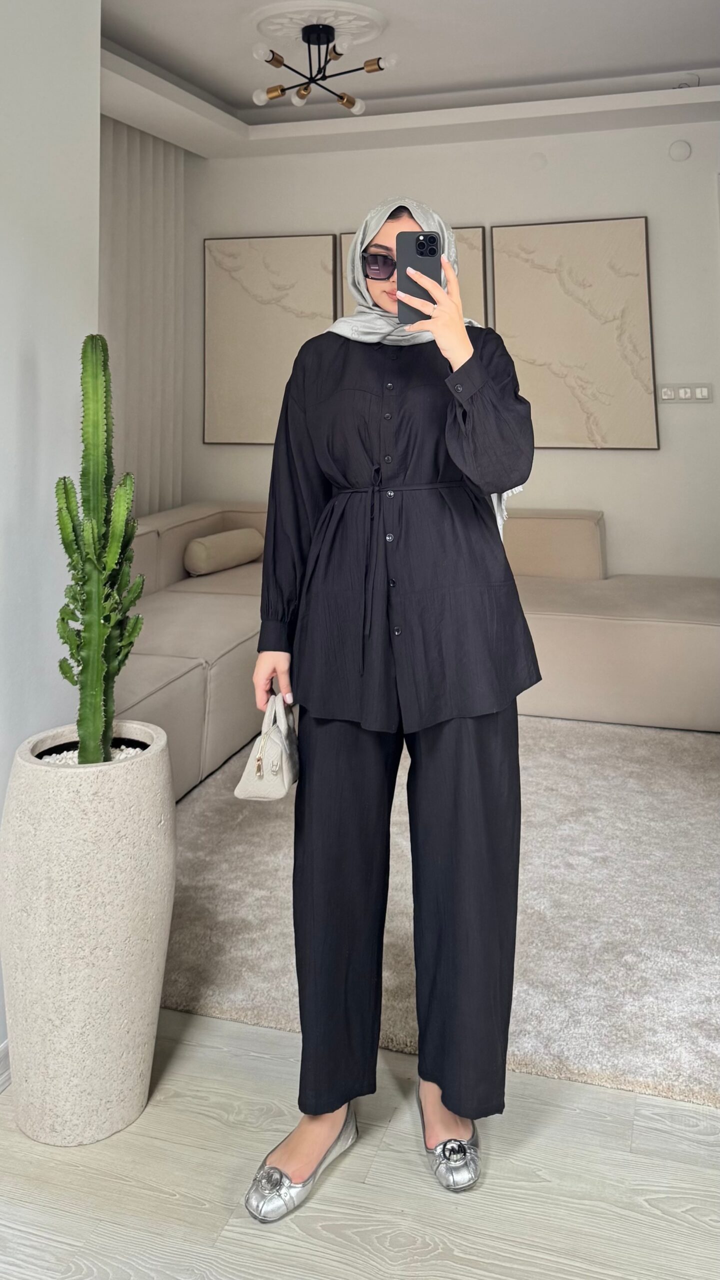 image_1950-186.jpg Kemerli Krinkıl Takım - Siyah - Görsel 1