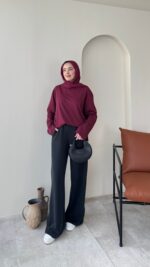 Bushu Basic Tişört - Bordo - Görsel 2