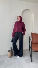 Bushu Basic Tişört - Bordo - Görsel 3