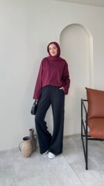 Bushu Basic Tişört - Bordo - Görsel 4