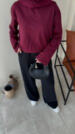 Bushu Basic Tişört - Bordo - Görsel 5