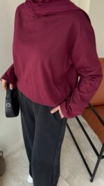 Bushu Basic Tişört - Bordo - Görsel 7