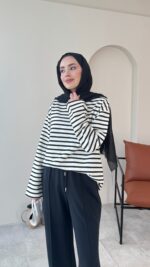 Esen Çizgili Sweat - Siyah