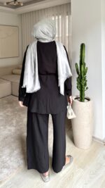 Kemerli Krinkıl Takım - Siyah - Görsel 4