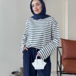 Esen Çizgili Sweat - Mavi