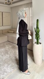 Kemerli Krinkıl Takım - Siyah - Görsel 5