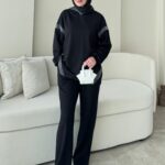 Mihri Şeritli Oyşo Takım - Siyah