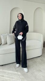 Mihri Şeritli Oyşo Takım - Siyah - Görsel 2