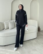 Mihri Şeritli Oyşo Takım - Siyah - Görsel 3