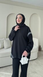 Mihri Şeritli Oyşo Takım - Siyah - Görsel 5