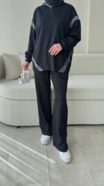 Mihri Şeritli Oyşo Takım - Siyah - Görsel 7