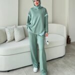 Mihri Şeritli Oyşo Takım - Mint Yeşil