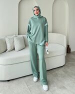 Mihri Şeritli Oyşo Takım - Mint Yeşil