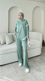 Mihri Şeritli Oyşo Takım - Mint Yeşil - Görsel 2