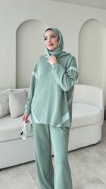 Mihri Şeritli Oyşo Takım - Mint Yeşil - Görsel 3