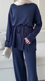 Berli Düğmeli Oyşo Takım  - Lacivert - Görsel 5