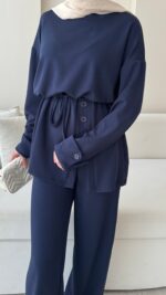 Berli Düğmeli Oyşo Takım  - Lacivert - Görsel 6