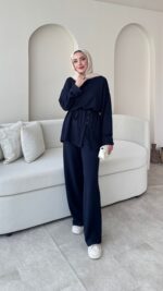 Berli Düğmeli Oyşo Takım  - Lacivert - Görsel 8