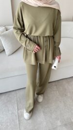 Berli Düğmeli Oyşo Takım  - Yeşil - Görsel 4