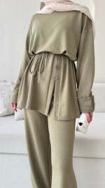 Berli Düğmeli Oyşo Takım  - Yeşil - Görsel 5