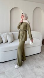 Berli Düğmeli Oyşo Takım  - Yeşil - Görsel 7