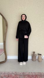 Berli Düğmeli Oyşo Takım  - Siyah