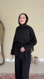 Berli Düğmeli Oyşo Takım  - Siyah - Görsel 3