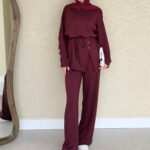 Berli Düğmeli Oyşo Takım  - Bordo