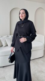 Sali Asimetrik Takım - Siyah - Görsel 6