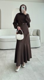 Sali Asimetrik Takım - Kahverengi - Görsel 4