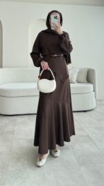 Sali Asimetrik Takım - Kahverengi - Görsel 4