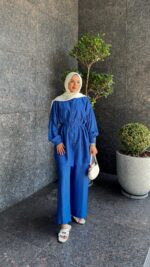 Kemerli Krinkıl Takım - Saks Mavisi