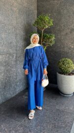 Kemerli Krinkıl Takım - Saks Mavisi - Görsel 2