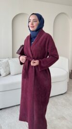 Demi Angora Hırka - Bordo - Görsel 2