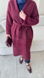 Demi Angora Hırka - Bordo - Görsel 3