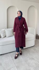 Demi Angora Hırka - Bordo - Görsel 4