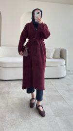 Demi Angora Hırka - Bordo - Görsel 5
