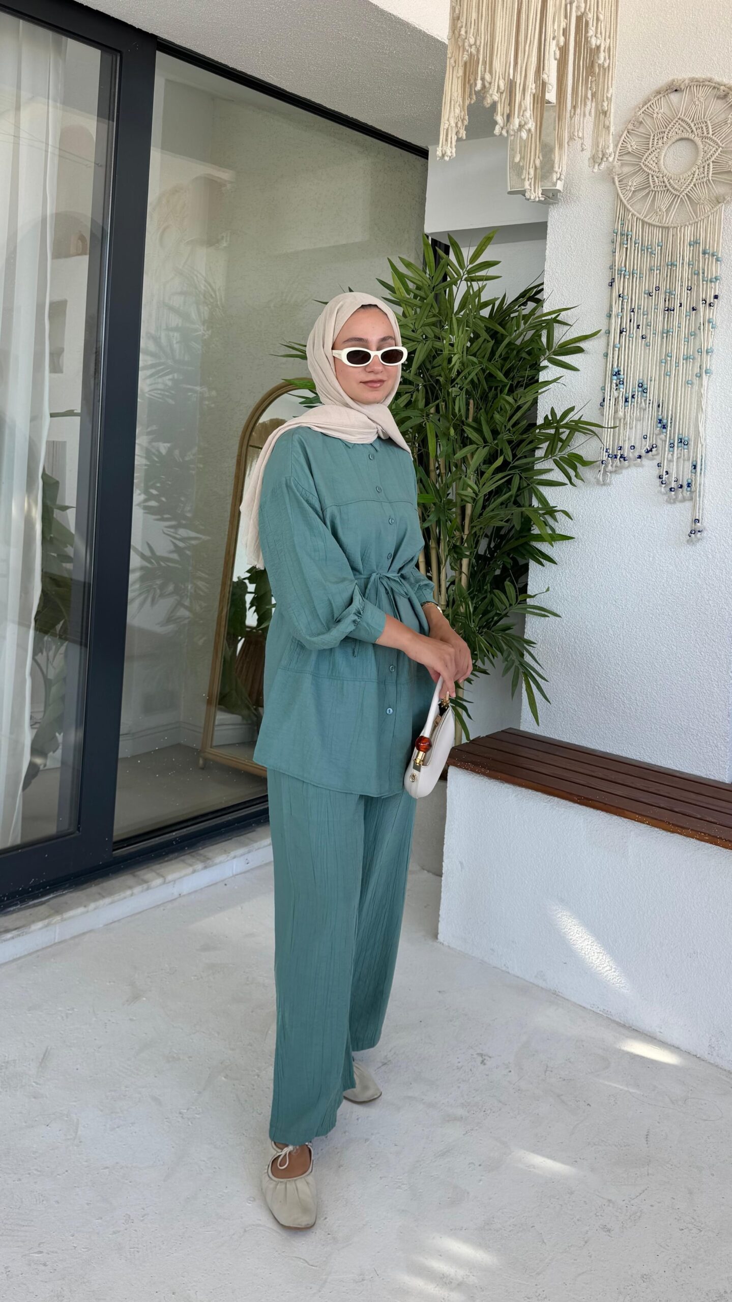 image_1950-214.jpg Kemerli Krinkıl Takım - Mint Yeşil - Görsel 1