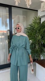 Kemerli Krinkıl Takım - Mint Yeşil - Görsel 2