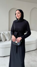 Zeli Basic Elbise - Siyah - Görsel 5