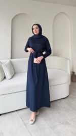 Zeli Basic Elbise - Lacivert - Görsel 3