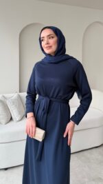 Zeli Basic Elbise - Lacivert - Görsel 5