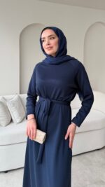 Zeli Basic Elbise - Lacivert - Görsel 5