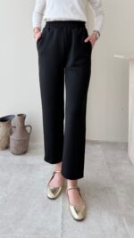 Düz Kesim Scuba Pantalon - Siyah - Görsel 4