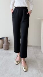 Düz Kesim Scuba Pantalon - Siyah - Görsel 4